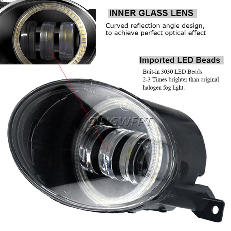 2PCS DRL For VW Golf MK6 2009 2010 2011 2012 2013 Angel Eye Fog Light Car LED Lens Fog Lamp