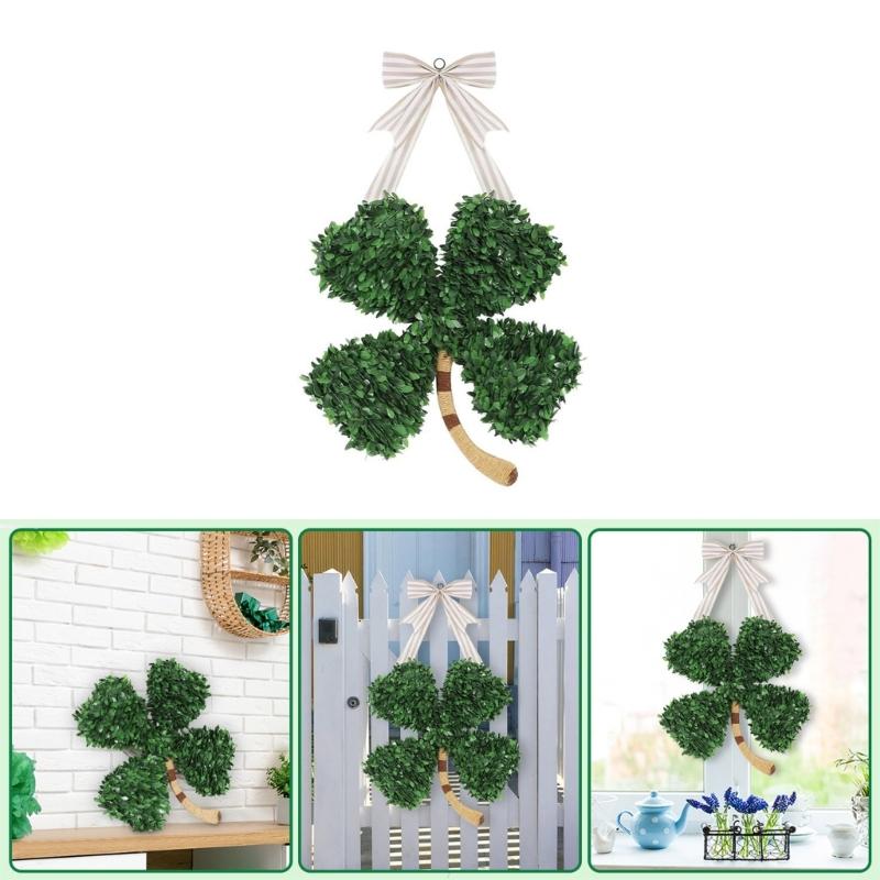 Multipurpose Patrick's Day Wreath Four Leaf Clovers Pendant For Wall And Door Party Decoration Home Accessory