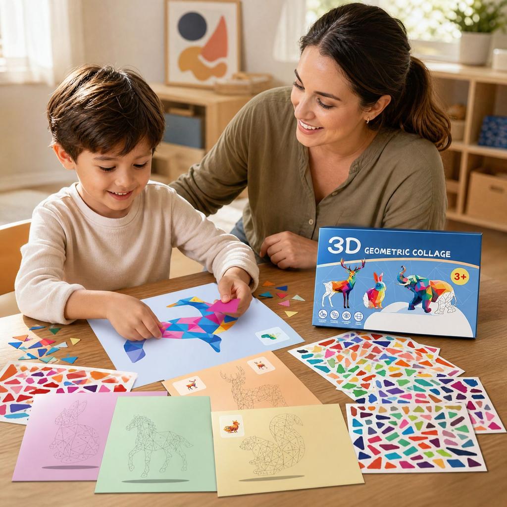 3D Geometric Stickers for Kids, Early Learning Educational Toy Set for, Training and Fine Motor Skills