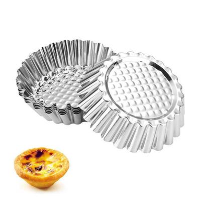 12pcs 430 Stainless Steel Reusable Tart Mould Lace Tart Mould Chrysanthemum Marigold Cake Mould DIY Baking Tools