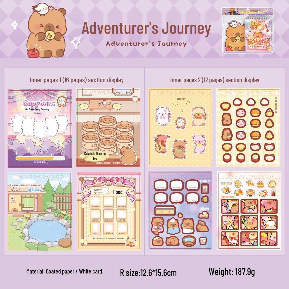 Yuxian Capybara Adventure Sticker Book: Creative & Educational Diary for Kids