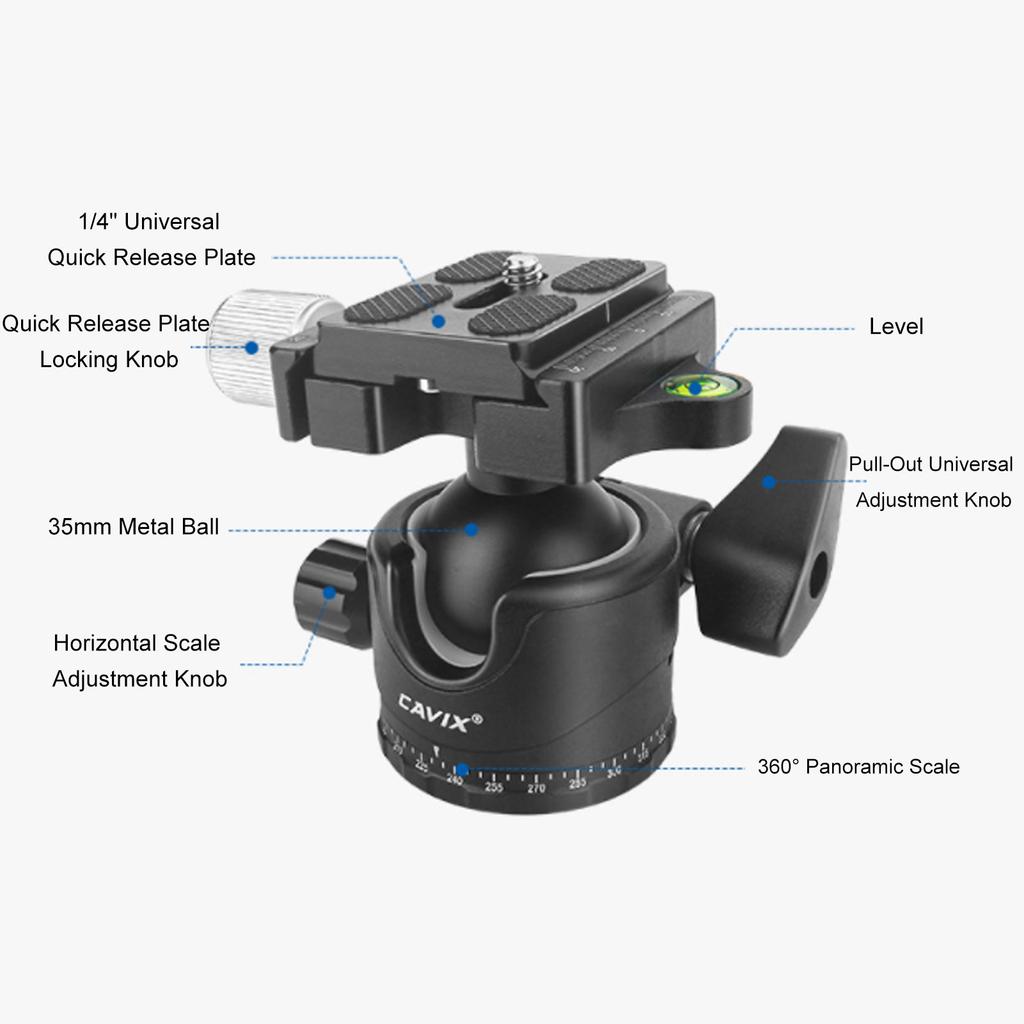 Low Profile Tripod Ball Head with 1 4 Quick Release Plate 35mm Panorama Ballhead for Tripod Monopod DSLR Camera