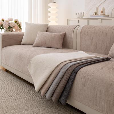Copridivano Semplificato Solido Spesso Antiscivolo Ciniglia Design Linee Geometriche Copricuscino Universale per Divano Quattro Stagioni