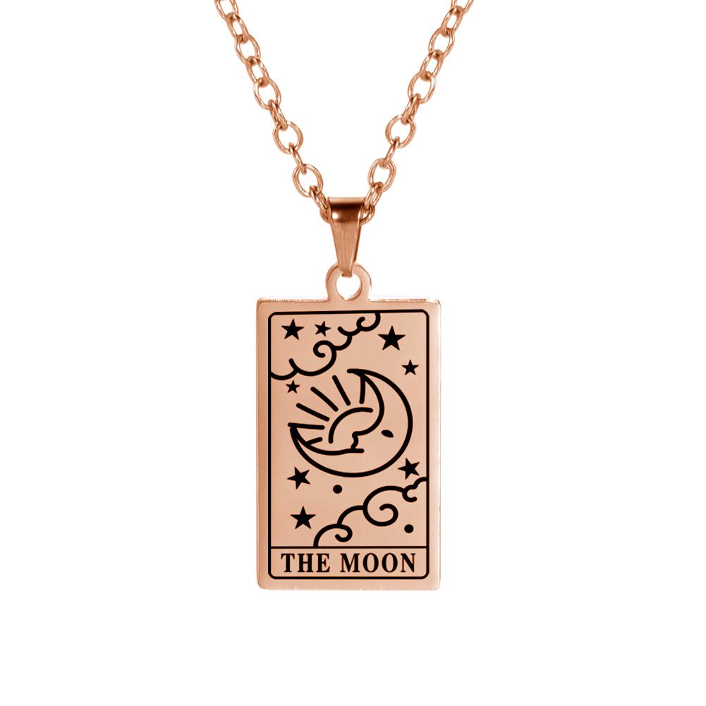 Cazador Tarot Cards Necklace The Star World Fortune SUN Moon Tarot Neck Chain Stainless Steel Vintage Punk Jewelry for Women Men