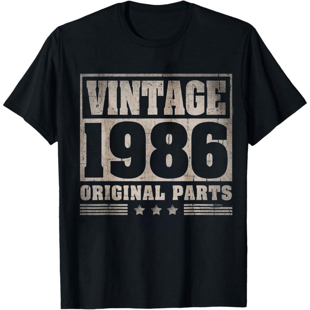 Vintage 1986 Original Parts Summer Men TShirt Classic Retro Design Casual Wear For Birthday Gift Anniversary Present
