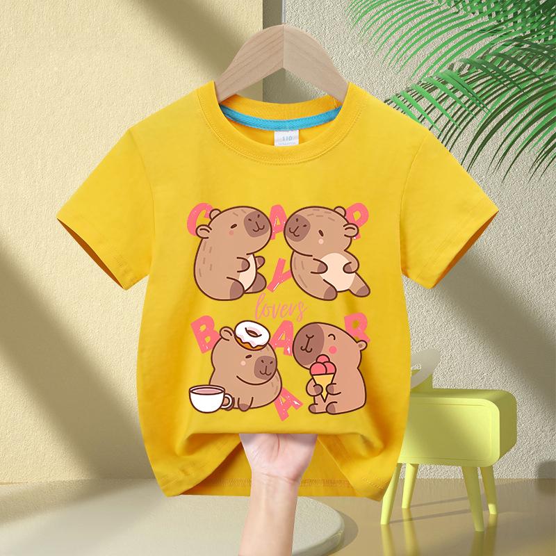 

Футболка с принтом Kawaii Capybara Lovers Cartoon 3D Print для детей, летние детские повседневные топы с короткими рукавами для мальчиков и девочек 150