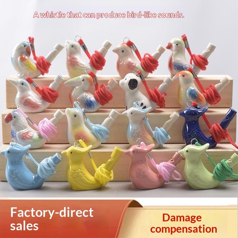 Ceramic Bird Water Whistle Hand Painted Colorful Animal Shape Water Bird Whistle Kids Musical Toy For Party Gift Souvenir
