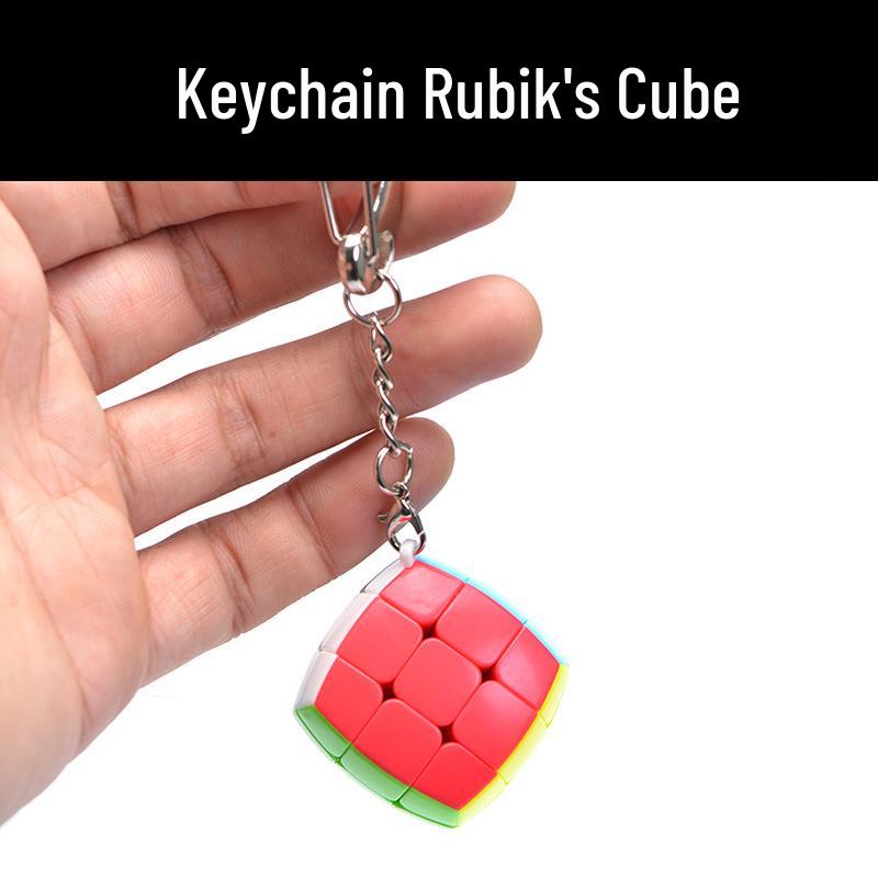 Qiyi Mini Rotating Rubik's Cube Keychain - 3x3x3 Cube Pendant with Smooth 2x2x2 Small Mantou Option