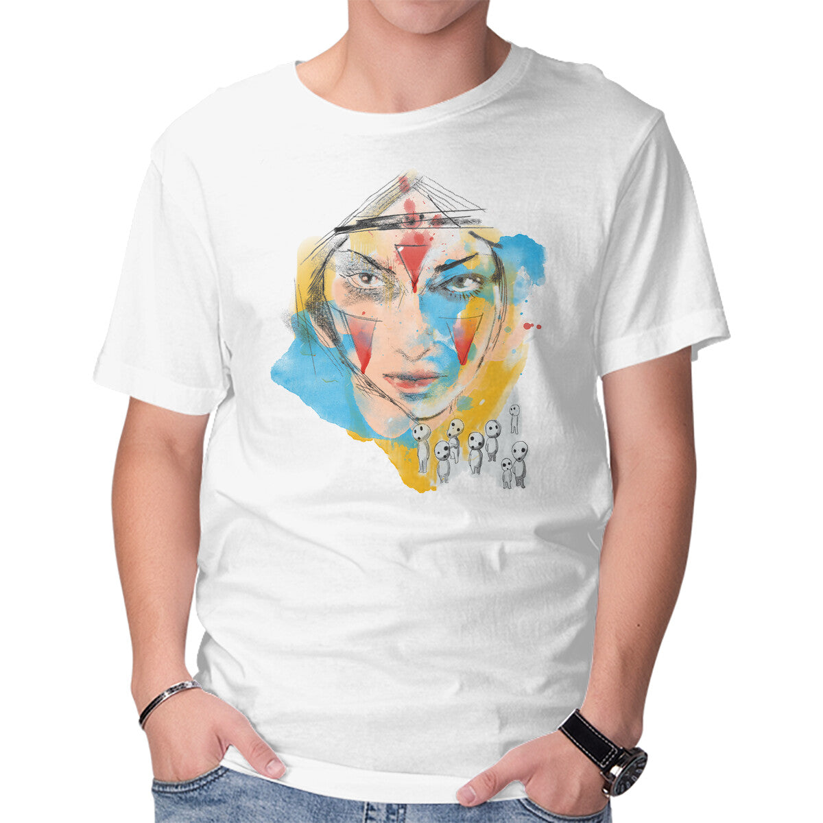 Unisex Crew Neck T-Shirt Inked Mononoke Princess Graphic Short Sleeve Casual Tee XXXXL