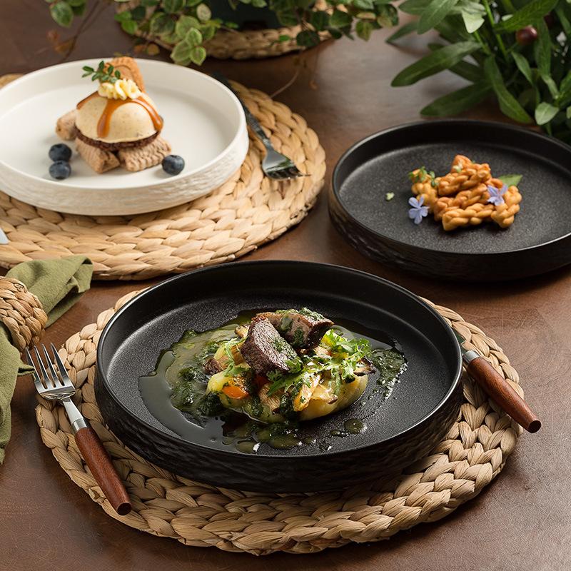 Fitness Fat Reduction Plate, Simple Ceramic Plate, Household Seafood Soup Plate, High-End Western Food Plate, Salad Plate, Deep Plate
