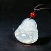 Ice-type Chalcedony Agate Buddha Guanyin Large Pendant for Men - Jade Guanyin Necklace Jewelry.