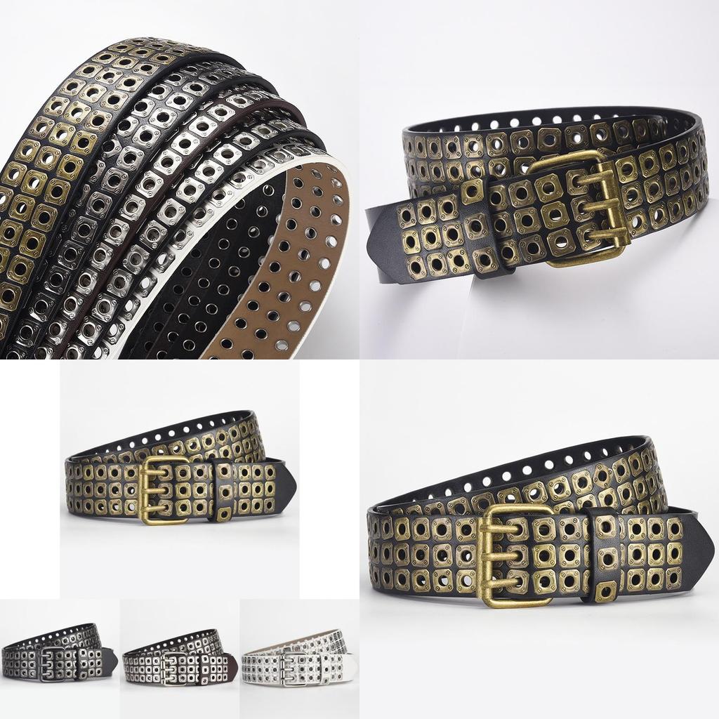 Unique And Stylish Pu Leather Belt With Rivets And Eyelets For Men And Women