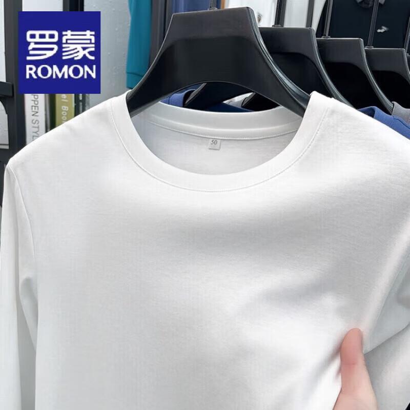 ROMON Men's Pure Cotton Round Neck Long-Sleeve T-Shirt