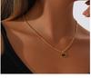 18K Gold Tiger Eye Oval Necklace & Earrings Set - Elegant French Clavicle Jewelry for Women