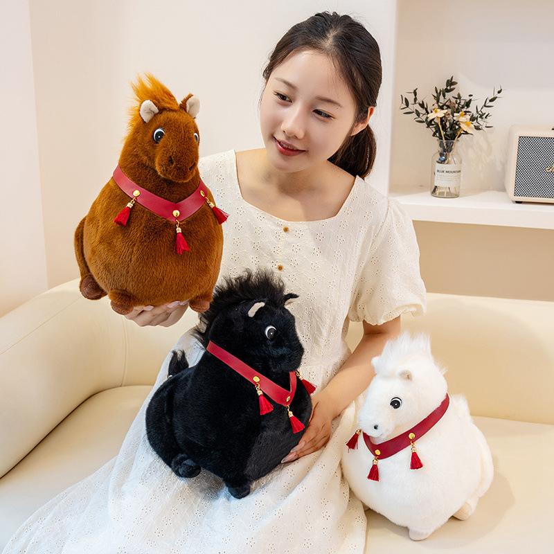 Niedlich niedlich braunes Pony Puppe Plüschtier Pony Puppe Jungen begleiten beruhigende Puppe