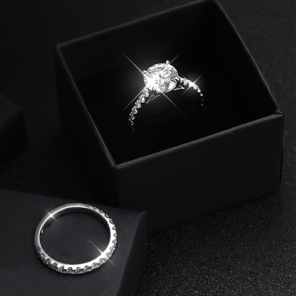 D VVS1 All Moissanite Row Rings Set For Women CopperPlated 18K White Gold Diamond Ring Wedding Bands Fine Jewelry