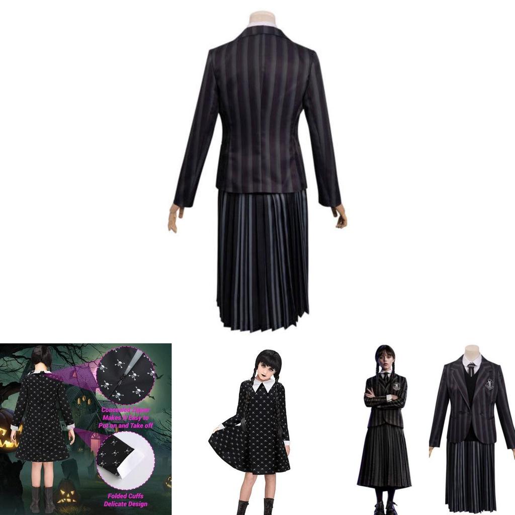 Wednesday Addams School Uniform Dress Polyester Cosplay Costume For Girls