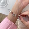 Women's Retro Geometric Bracelet with Strawberry Beads and Chinese Hanzi Pendant