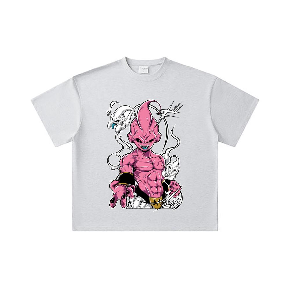 260 GSM Double Yarn 32 Count 100% Cotton Dragon Ball V12 Majin Buu Print Unisex Heavy Cotton T Shirt
