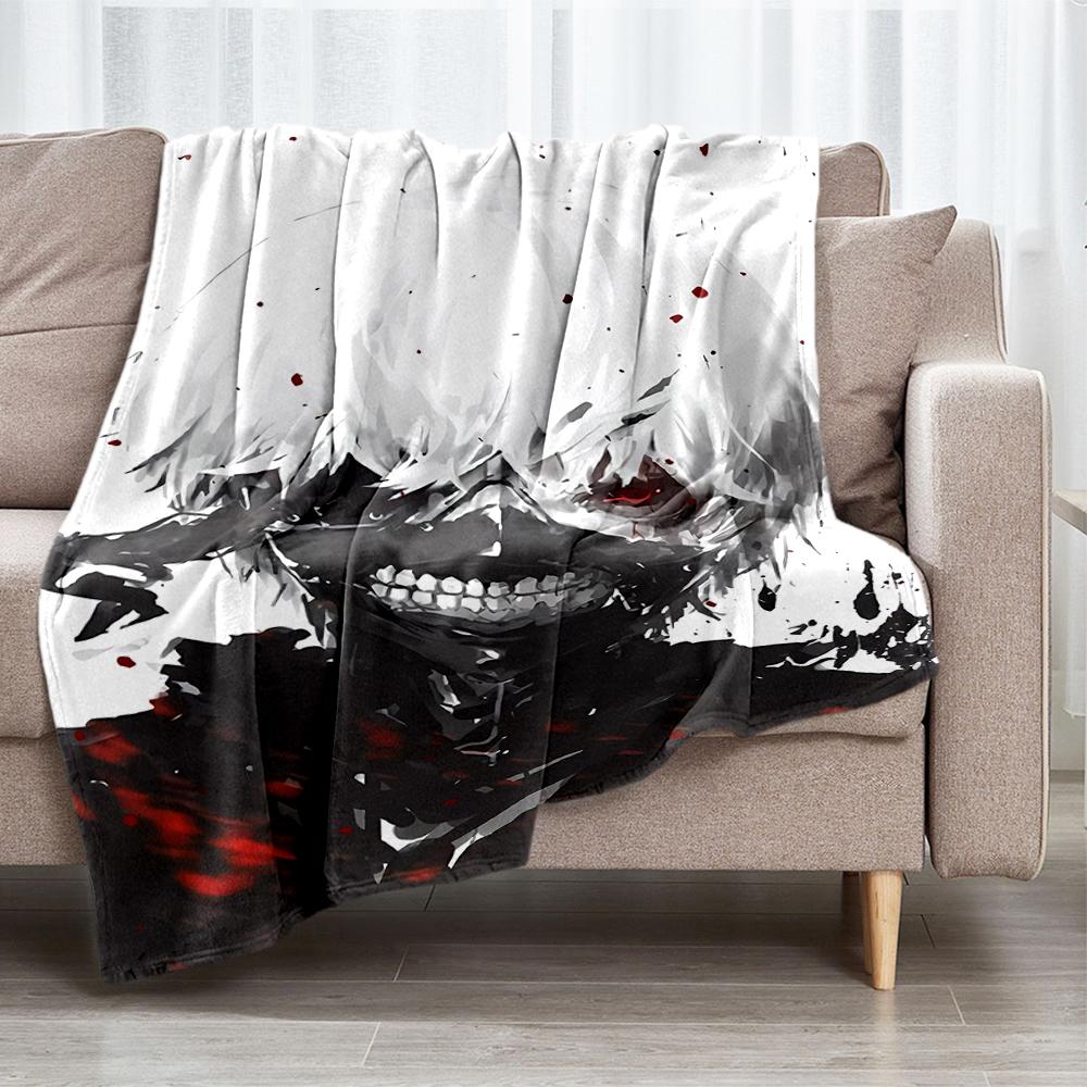 Tokyo Ghoul Theme Printed Blanket - Perfect for Couch, Bed, Travel & Outdoor Use | Machine Washable, Cozy & Durable.