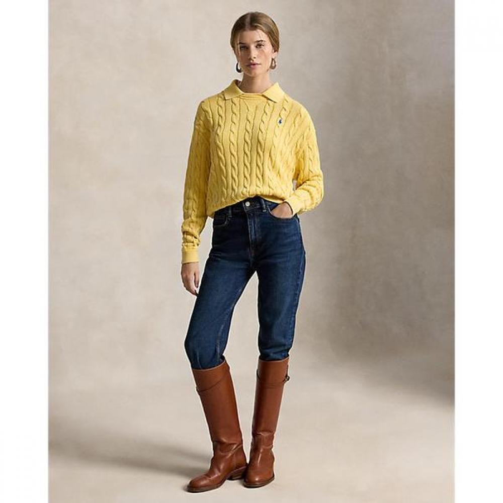 Polo Ralph Lauren Women Cable Knit Cotton Polo Collar Sweater Wmpokninb920347700