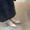 inner height increase black pointed Mary Jane single shoes women's shoes increase height and thinness spring and autumn temperament gentle 