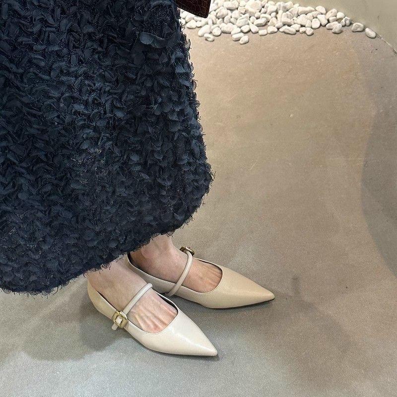 inner height increase black pointed Mary Jane single shoes women's shoes increase height and thinness spring and autumn temperament gentle 