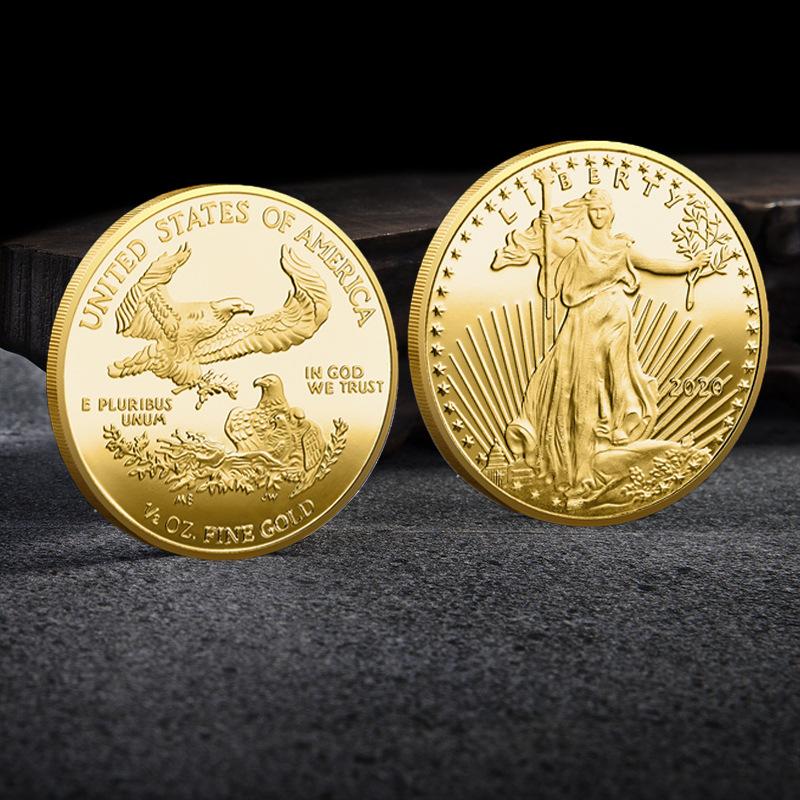 Buy American Golden Eagle Coin Statue of Liberty Commemorative Coin ...