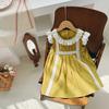 Girls Summer Lace Ruffle Collar Pleated Dress Sweet Princess Flutter Sleeve Hem Skirt