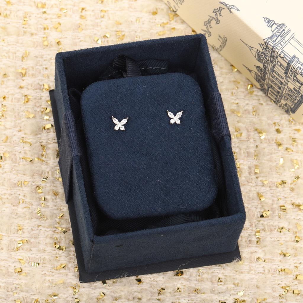 New Hot Brand Vintage Earrings for Women Fashion Luxury Jewelry Butterfly 925 Sliver Designer Eardrop Lady Party Stud Earring