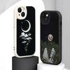 Cool Moon Fashion Poster Pattern Phone Case For iPhone 16 15 14 13 12 11 Plus Pro Max Lambskin Silicone Cover Black