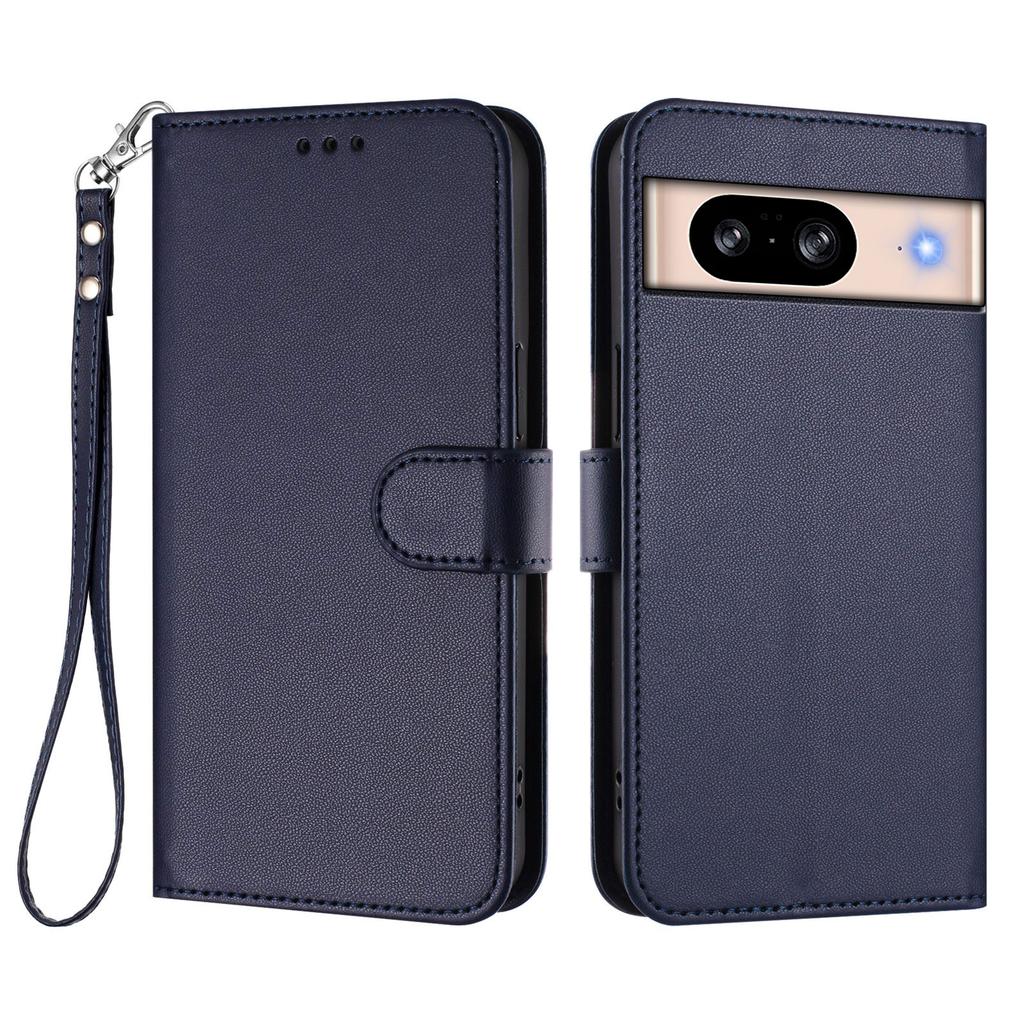For Google Pixel 8 Leather Case Wallet Stand Phone Cover with Wrist Strap