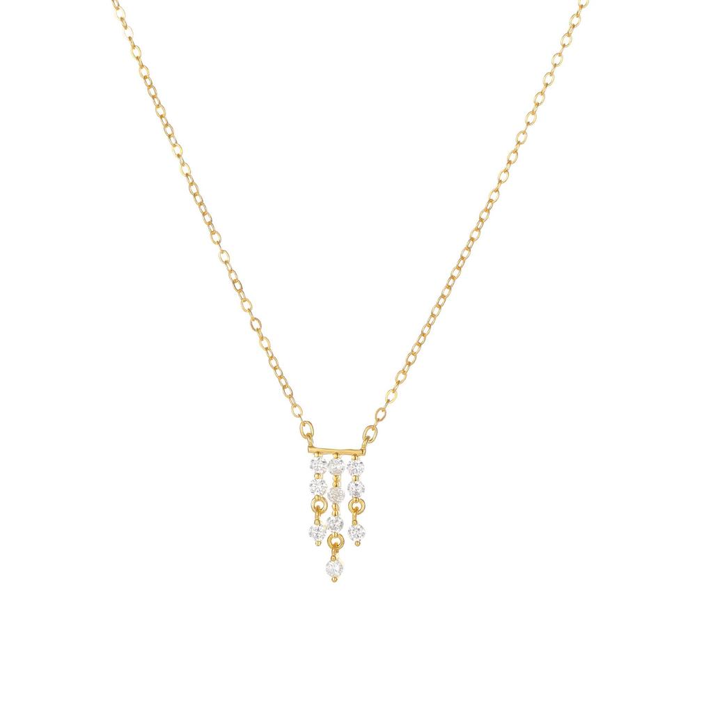 18K Gold-Plated S925 Silver French Tassel Pendant Necklace for Women - Niche Design, High-End Collarbone Necklace