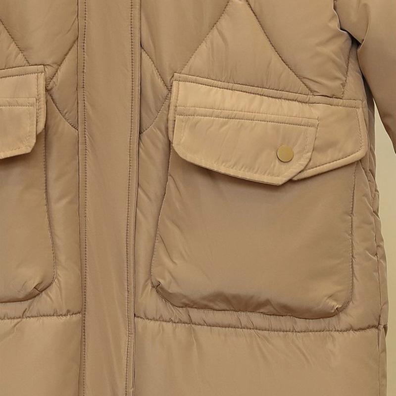 Coat for Women Winter Fleece Thickened Plush Faux Two-Piece Hooded Windbreaker Waterproof Casual Down Jacket