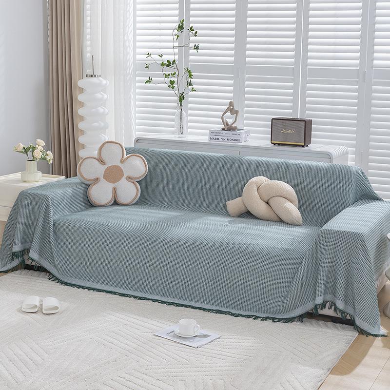 Nordic solid color four-season cotton thread blanket, simple seat cushion ins wind sofa towel, fashionable lunch break blanket