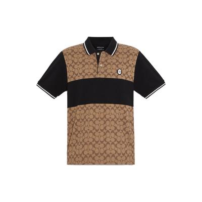 SS23 Color Block Logo Print Gerader Schnitt Poloshirt Herren Oberteile Khaki C9605-OFZ