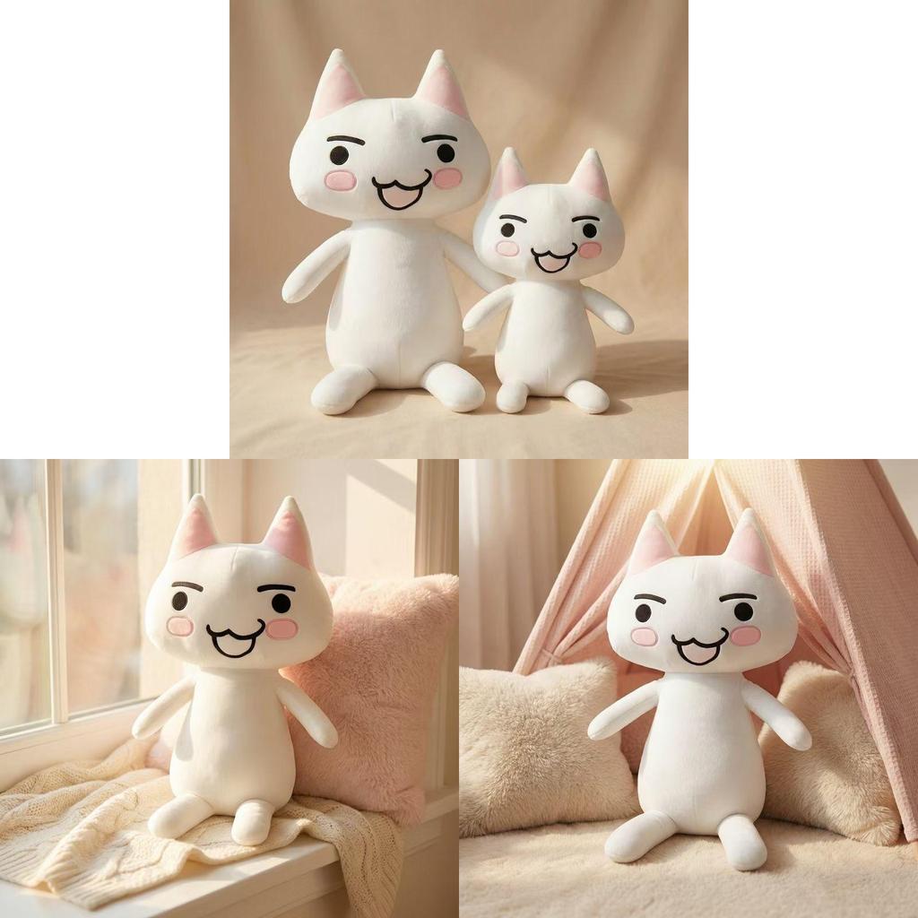Inoue Toro Stuffed Cat Cushion With Short Plush Material For Bed And Sofa Use