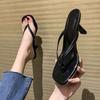 Mezzanine flip-flops shoes women's stiletto high heels, new models in summer 2025, fashionable outer wear, square head cool slippers, comfortable