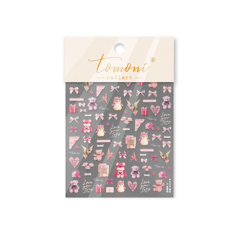 

Наклейки для ногтей Tomoni Милый розовый медведь - Прочный японский нейл-арт для детей