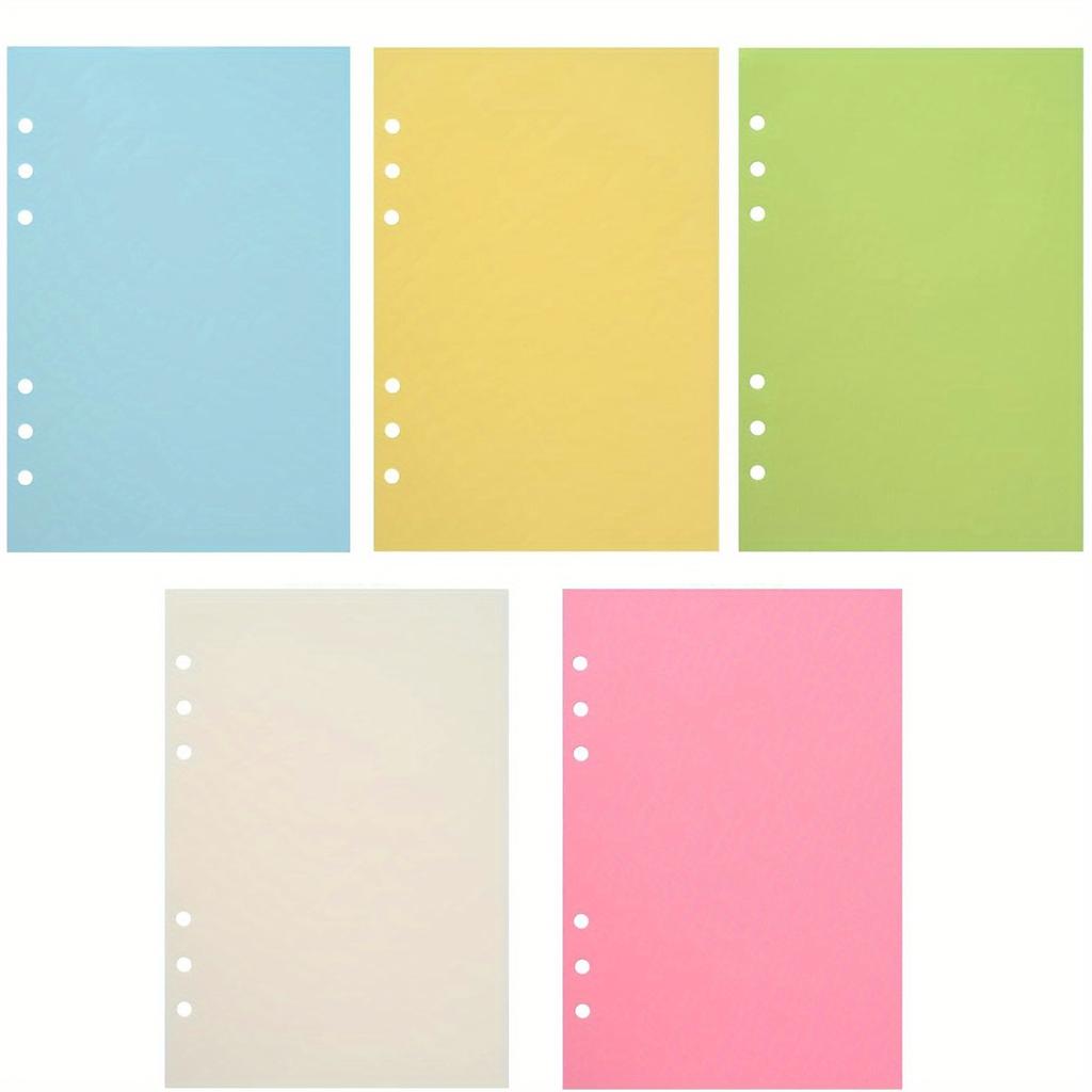 100sheets Blank Colored A6 6-Hole Loose-leaf Paper, Refill Paper, Ring-bound Paper, Punched Paper