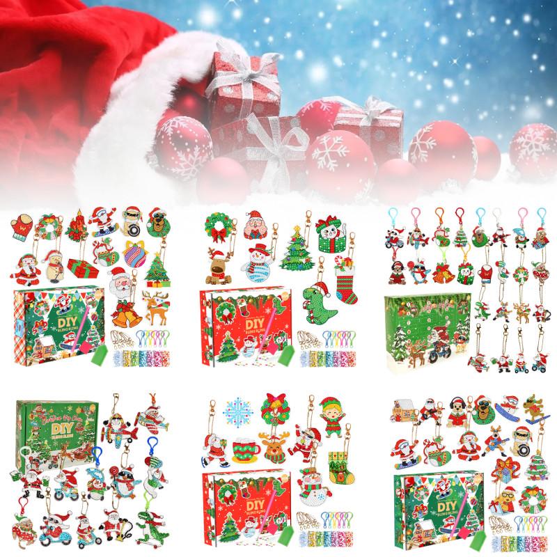 Colorful Acrylic Christmas Gift Blind Box Diy Diamond Painting Keychain Set 15 Pieces