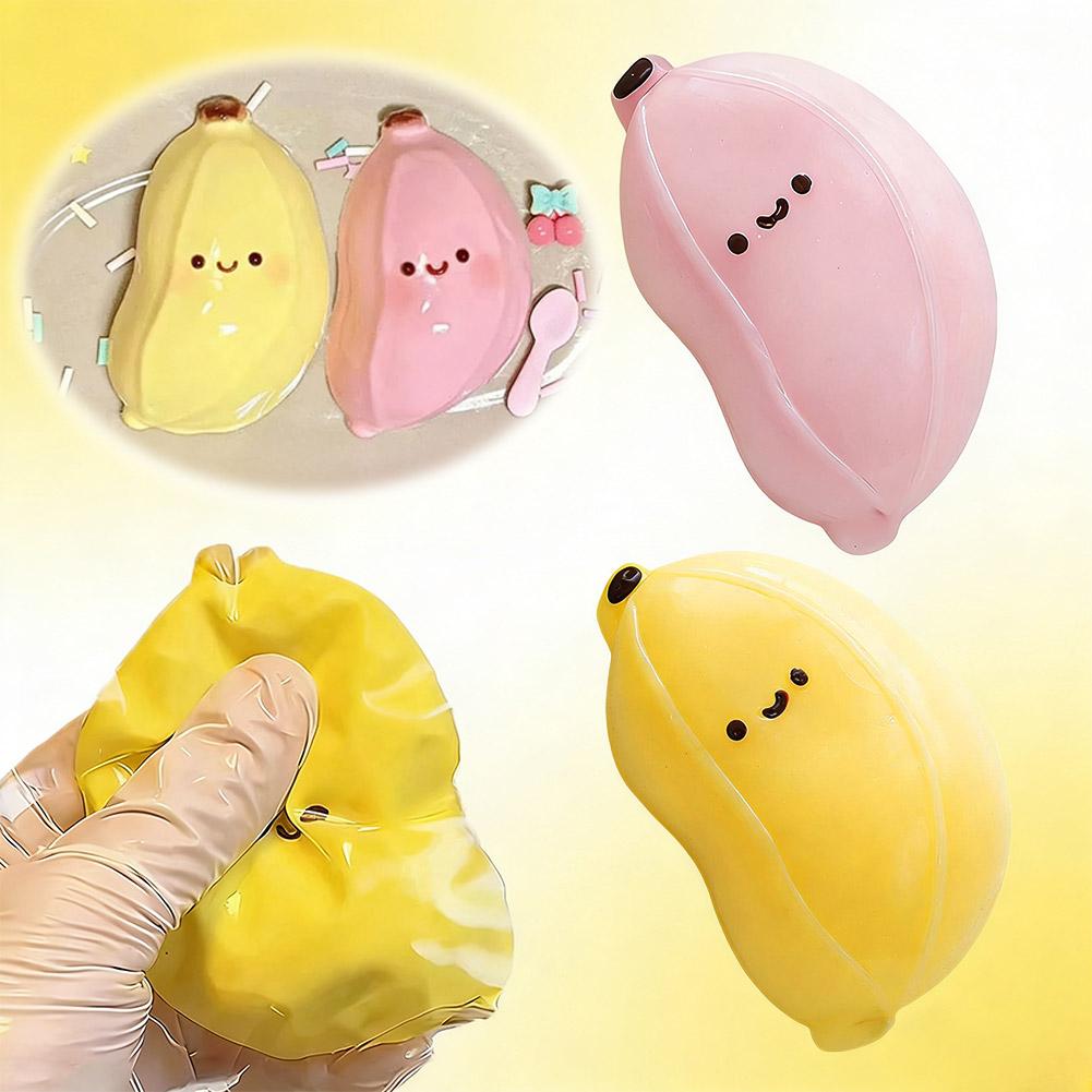 Kawaii Banana Squeezable Toy Cute Fruit Stress Relief Fidget Toy Soft Slow Rising Venting Sensory Toy For Kids Gift E4U2