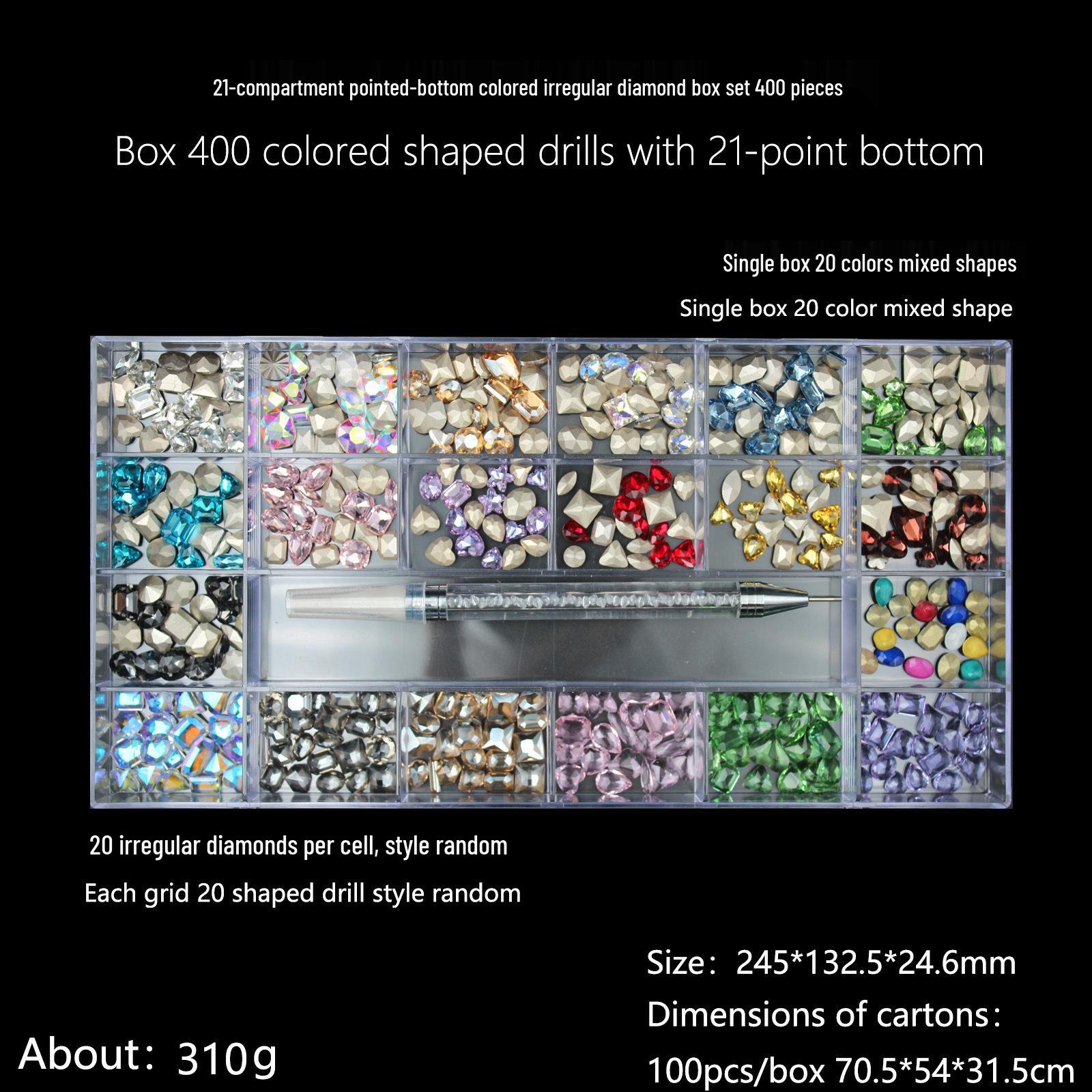 

Набор страз для нейл-арта: Коробка с 21 отделением и стеклянными камушками с плоским дном для DIY дизайнов.