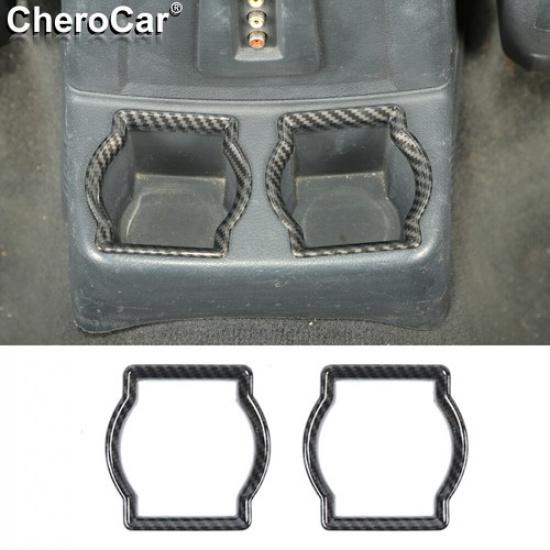 Rear Cup Holder Frame Cover Trim Accessories Carbon Fiber For 07-12 Dodge Nitro