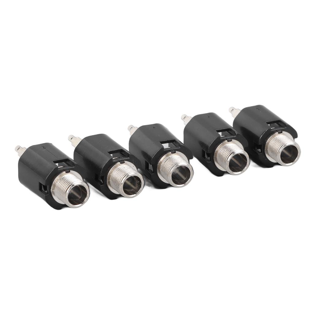 5Pcs Stereo Jack Socket 6.35mm 2 Channel Input 3P Connector Pickup Jack Socket for Replacement