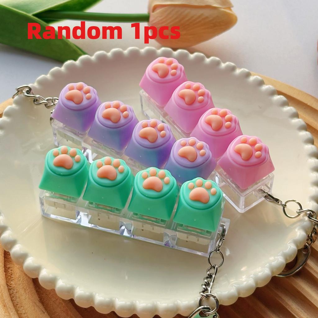 Four-button Decompression Keychain Pendant Cat Claw Shaft Tester Keyboard Toy Schoolbag Pendant Relaxation Toys