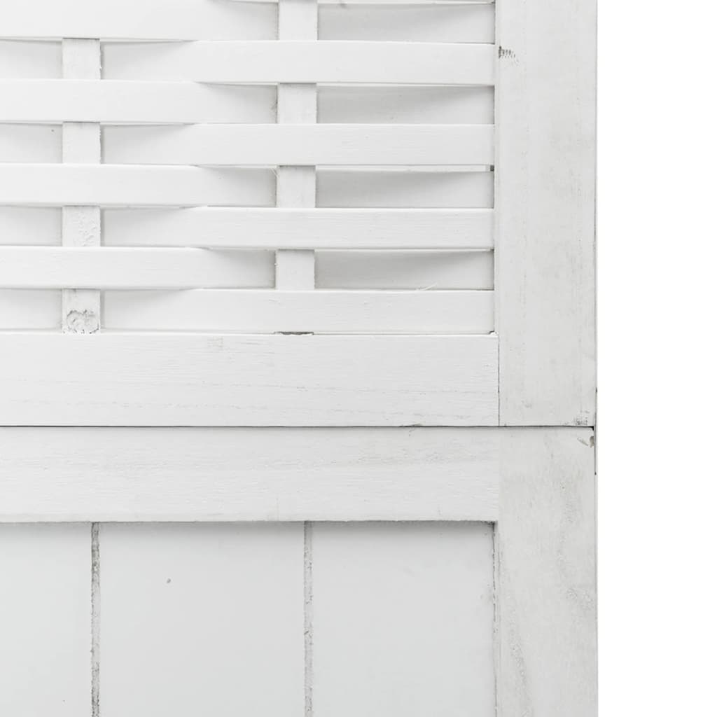 6 Piece Room Divider White Solid Paulownia Wood