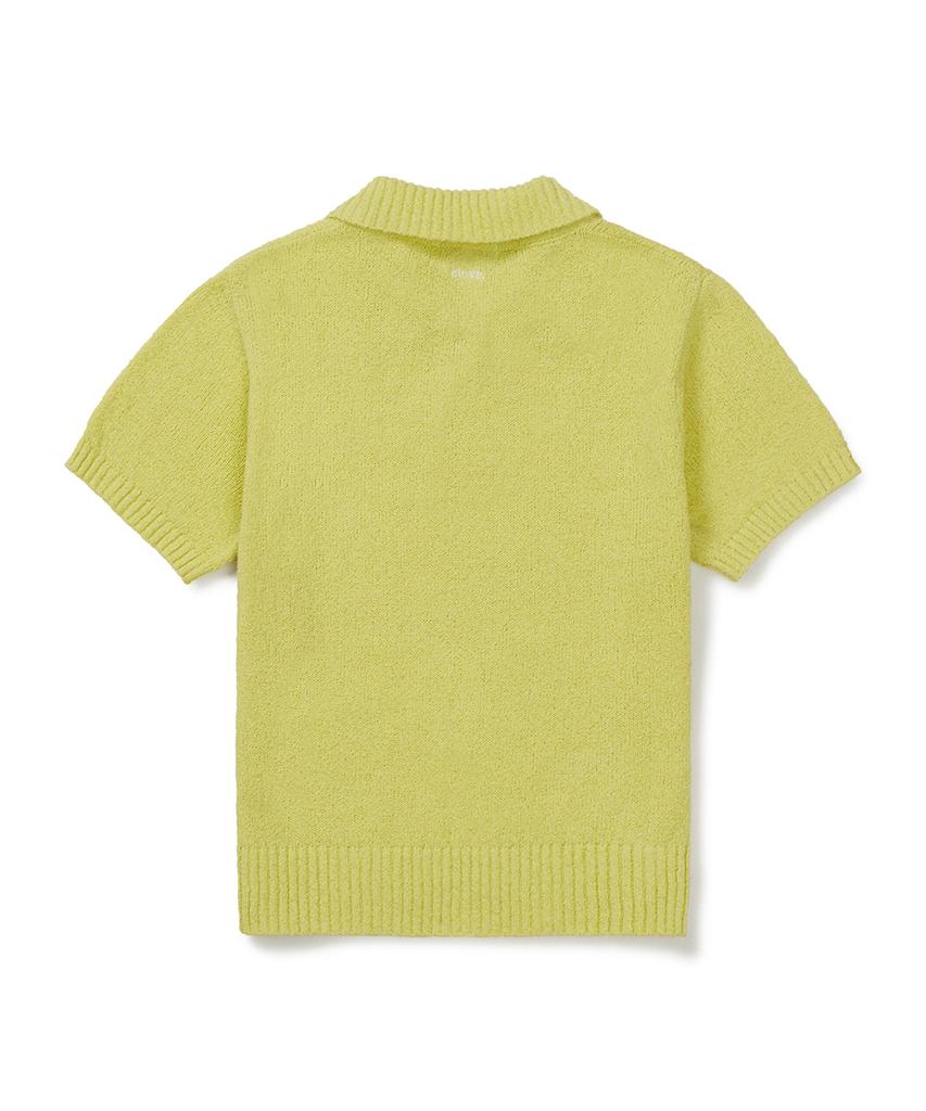 CLOVE [26Sm Clove] Boucle Open Collar Knit (Lime)