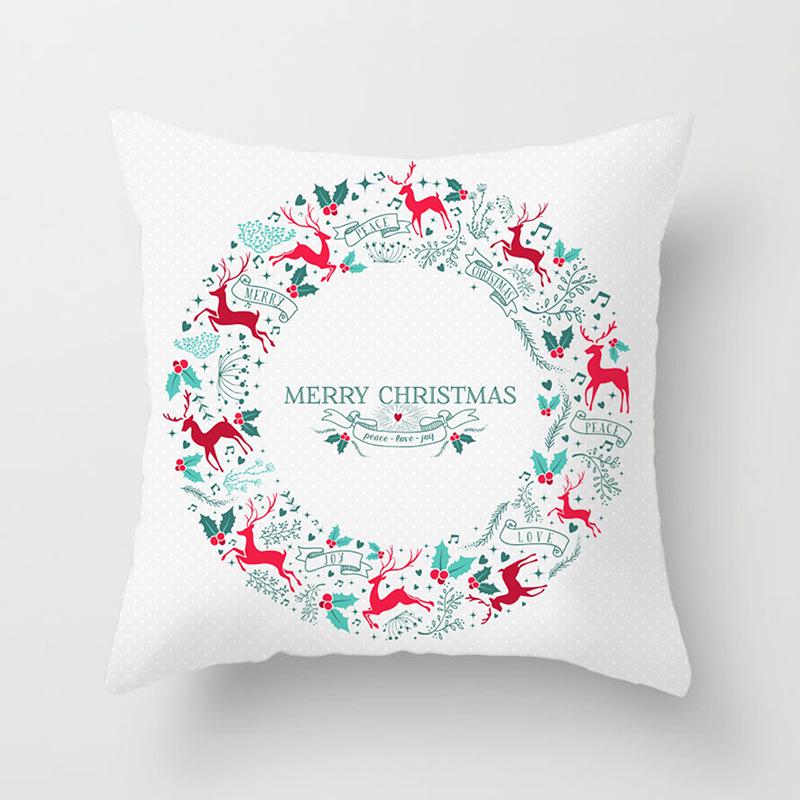 New Christmas Printed Linen Pillow Cover Sofa Cushion Cover Home Furnishings
