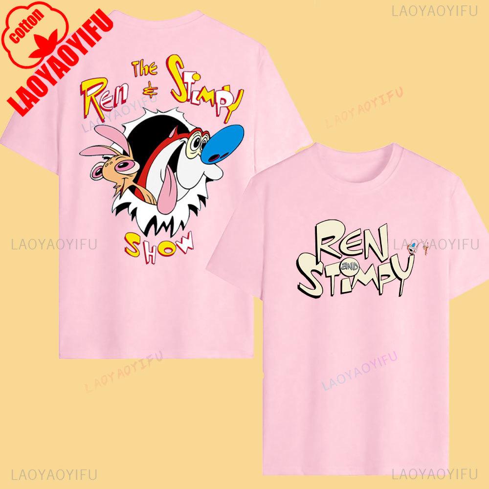 Vintage The Ren & Stimpy Cotton T-Shirt, 90s, Retro, Nickelodeon Comedy, Graphic T-Shirt, Funny Cartoon Unisex Streetwear, Women's and Men's Tops